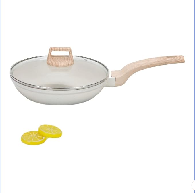 Cookware Sets-Coated Nonstick Cookware Set Induction &amp Gas Stove Compatible (frying pan with glass lid 9.45 in)