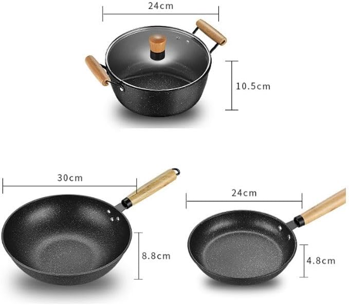 Thickened Medical Stone Three Piece Non Stick Cookware Set