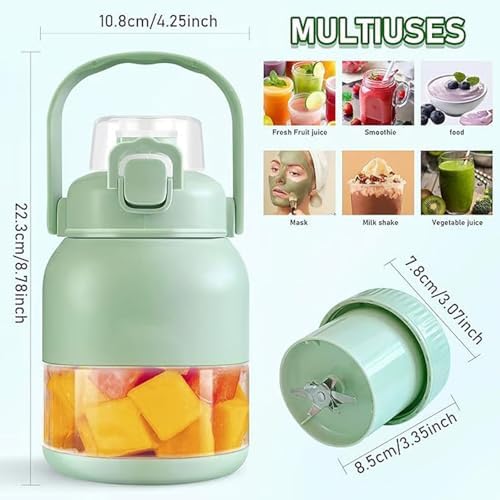 Geoet 28 Oz Electric Citrus Juicer &amp Blender Portable Juice Press Bottle with Straw Multifunctional Rechargeable Cup for Smoothies &amp Shakes (2 Lids Included)