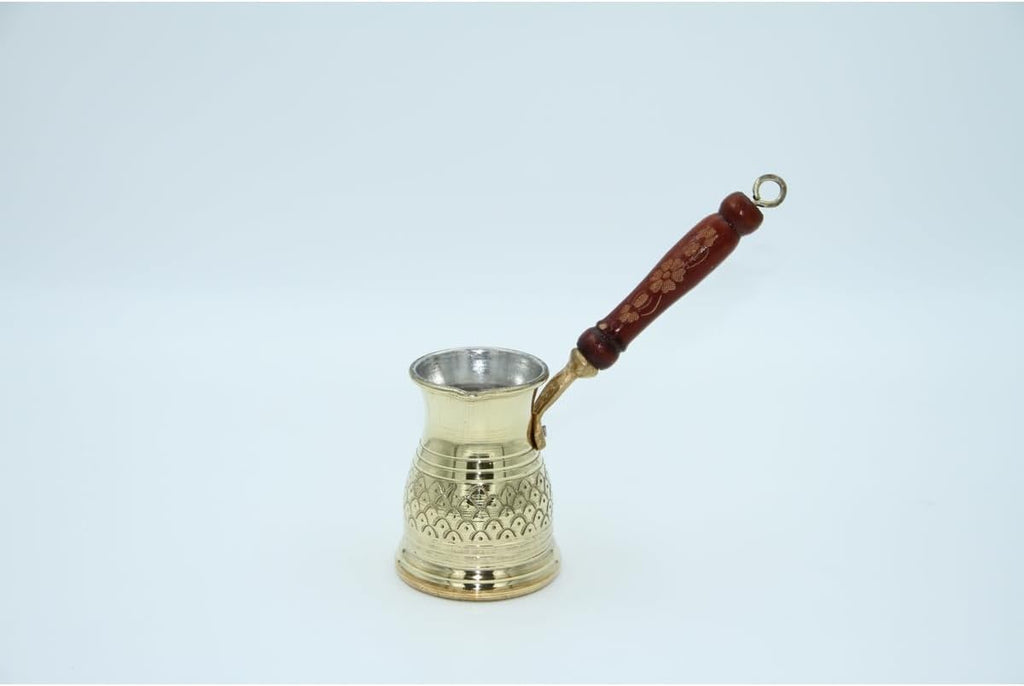 Coffee Pot Copper Single Turkish Coffee Maker Yellow Copper with Etched Design Authentic Brewing Experience One Size - Yellow One Size