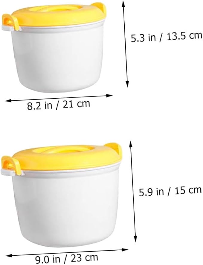 PRETYZOOM 2pcs Microwave Rice Cooker Set Portable Multi-functional Steamer for Rice Oatmeal and Soups for Home Office and Dorm Use Easy to Carry and Store
