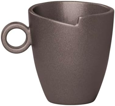 Artesa Handmade Ecuadorian Ceramic 4-Piece Rustic Dinnerware Set – Metallic Brown Includes 11-inch Dinner Plate 8-inch Salad Plate Pasta Bowl Cup &amp Saucer Microwave Safe