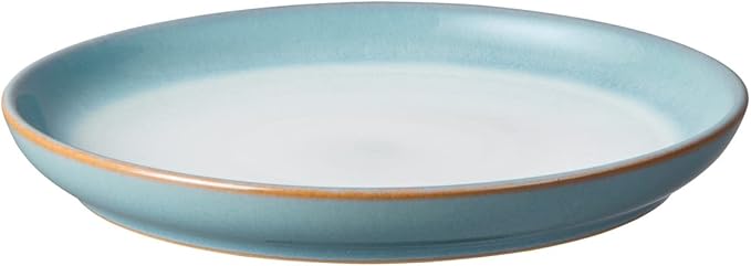 Denby - Azure Haze Blue Coupe Small Plates Set of 4 - Stoneware Ceramic Plates for Everyday Use - Dishwasher Oven Microwave and Freezer Safe - Blue White Reactive Gradient Glaze - Chip Resistant