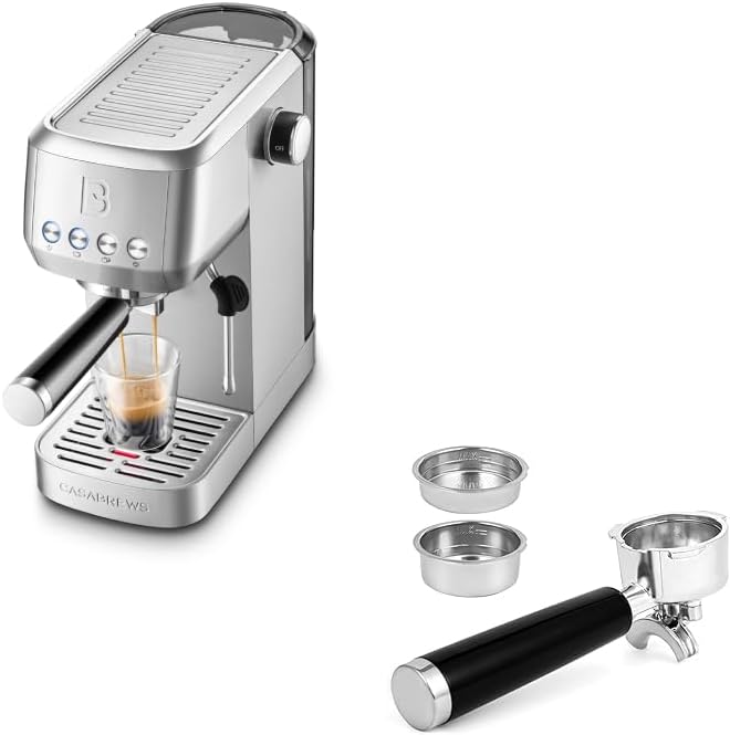 CASABREWS Espresso Machine 20 Bar Professional Coffee Maker With Steam Milk Frother &amp 51mm Stainless Steel Portafilter Set