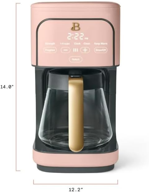 Beauti Coffee Maker 12 cup Programmable Brewing Versatility Advanced Programming 1200 W Keep Warm mode (Rose)