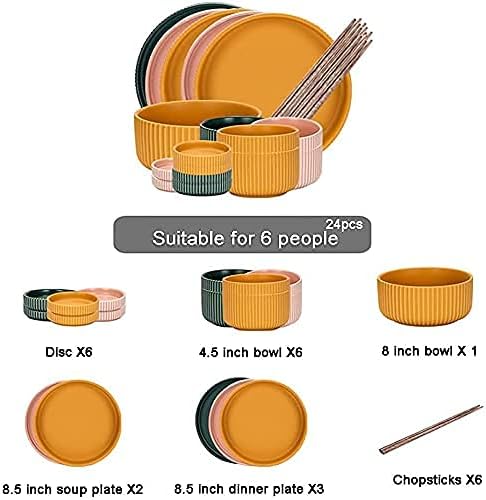 Dinnerware Sets Dish SetCreative Porcelain Tableware Set with Plates Bowls and DishCeramic Dinner Set for Home Kitchen and DinningMicrowave Dishwasher Safe (A 24pcs)