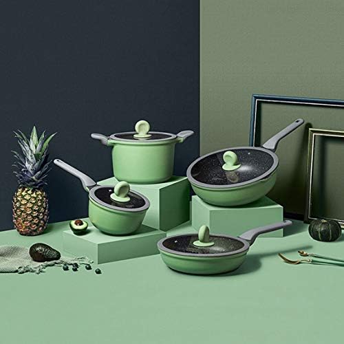Cookware Cookware Set Soup Pot Frying pan Cooking Tool Non-Stick pan Kitchen Induction Cooker Milk Pot Noodles Pot Wok hotpot Casserole (Size : Set Meal 2) ()