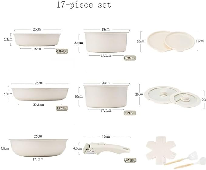 Medical Stone Non Stick Pan Complete Cookware Set with Removable Handles