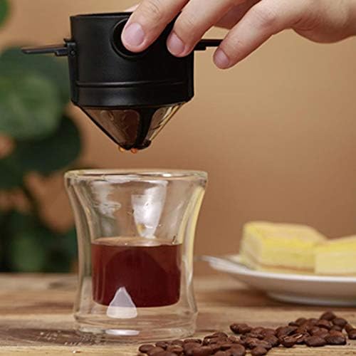 Portable Coffee Maker 3 in 1 Coffee Grinder Electric Coffee Filter Coffee Cup Drip Coffee Machine Coffee Dripper Set for Home (Black) (Black)