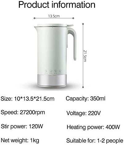 Soymilk Machine Boiled Water Automatic Mini Electric Heating Soya-Bean Milk Juicer Stir Rice Paste Maker Filter-free 350ml(Gray)