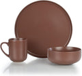 Everything Kitchens Modern Flat 12-Piece Dinnerware Set | Brown