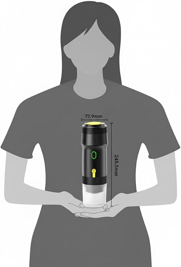 Portable Espresso Maker – 20 Bar Pressure Mini Coffee Machine Battery Operated Compatible with Ground Coffee and Select Pods Includes Car Charger for Hot &amp Iced Coffee (Green)