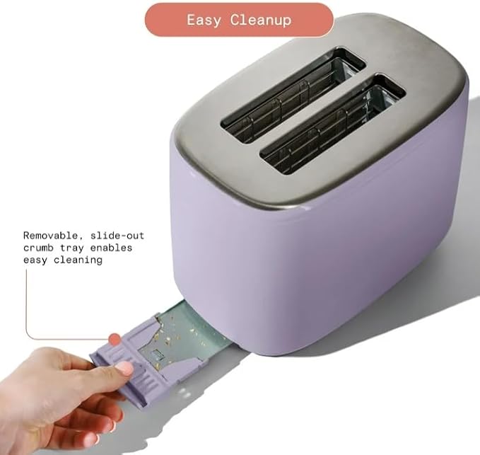 Beauti 2 Slices Toaster with Touch Activated Display 900 W Bagel/Frozen/Reheat Presets Wide Slots Easy Cleaning (Lavender)