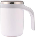 Self Stirring Coffee Mug Portable Automatic Stirring Cup Mug Rechargeable Coffee Electric Stirring Stainless Steel Magnetic Rotating Blender Stirring CupElectric Stirring Cup(White)
