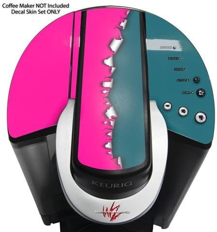 Decal Style Vinyl Skin compatible with Keurig K40 Elite Coffee Makers Ripped Colors Hot Pink Seafoam Green (COFFEE MAKER NOT INCLUDED)