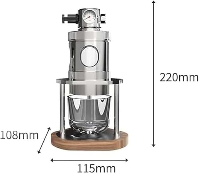 Coffee Maker Mini Pneumatic Coffee Machine 1-16 Bar with Pressure Gauge &amp Bottomless Portafilter Stainless Steel Manual Air Powered Espresso Maker for Travel Camping Office