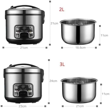 Electric Rice Cooker Stainless Steel Non-Stick Inner Pot Cook/Warm Functions(2L)