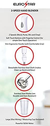 EUROSTAR EH442W 2-Speed Hand Blender with Stainless Steel Detachable Shaft White