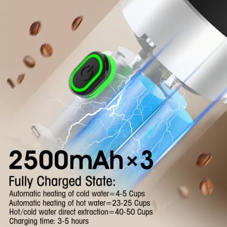 Portable Espresso Maker – Self-Heating USB-C Rechargeable Travel Coffee Maker for Car Camping Office portable coffee maker - portable coffee machine With Ground Coffee &amp NS Capsule (Green)