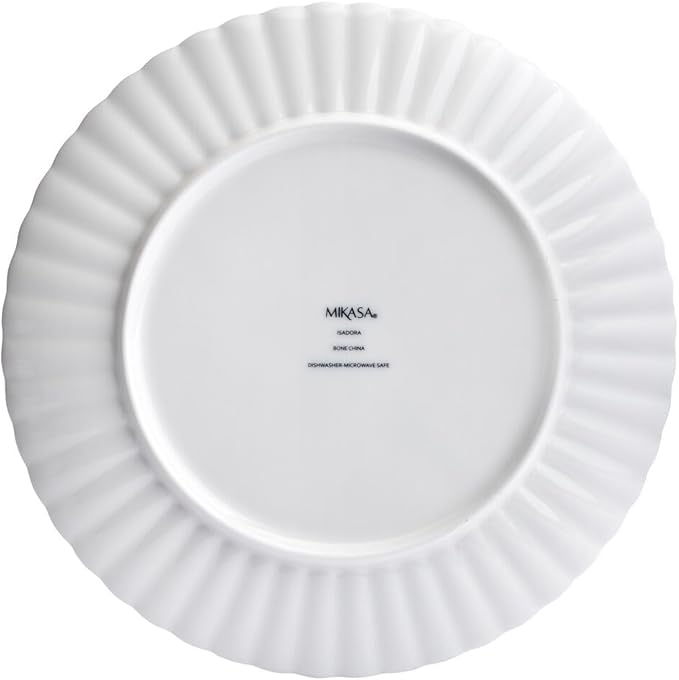Mikasa Isadora Scalloped Bone China Lightweight Chip Resistant 12 Piece Dinnerware Set Service for 4
