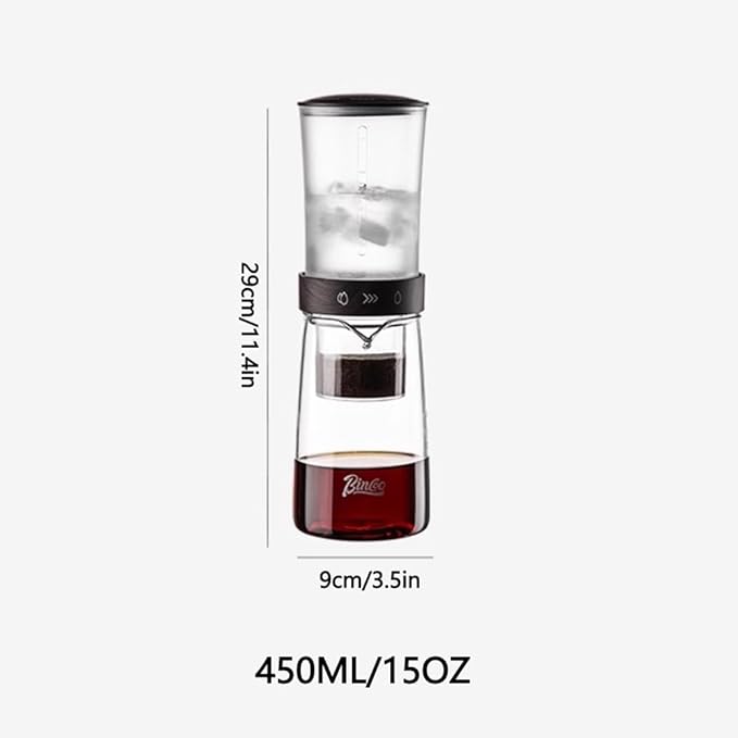 15OZ Cold Brew Coffee Maker Slow Drip Iced Coffee Brewer Glass Adjustable Dripe Flow Control Pour Over Coffee Maker for Household Coffee Bar (black)