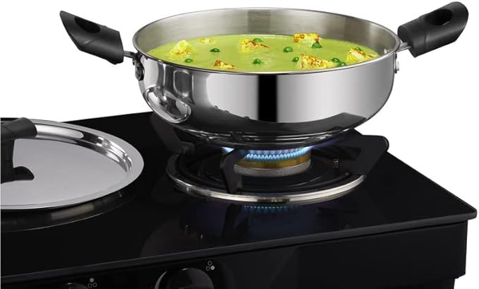 by Sylver Sandwich-Bottom Triply Stainless Steel 2 Pcs Cookware Set - Kadhai with Lid (22 cm 2 LTR) Fry Pan with Lid (22 cm 1.5 LTR) (Induction Friendly)