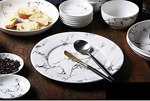 Dinnerware Set Dinner Party Tableware Service Set 44 Pieces Ceramic Tableware Set Japanese Marble Pattern Bowl Fish Plate Soup Pot Set Bowl Plate Dish Tableware Service for 10