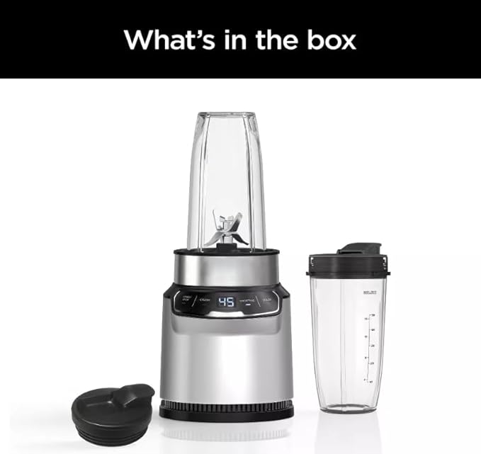 Nin-ja Nutri Blender Pro with Auto iQ 1100 W Personal Smoothie Blender Stainless Steel 2 Cups Dishwasher Safe (model 401)