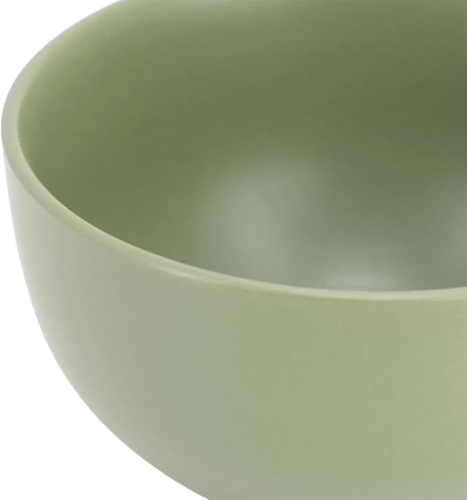 12 Piece Stoneware Dinnerware Set – Round Plates Bowls &amp Mugs for 4 Dishwasher &amp Microwave Safe Modern Matte Finish (Green)