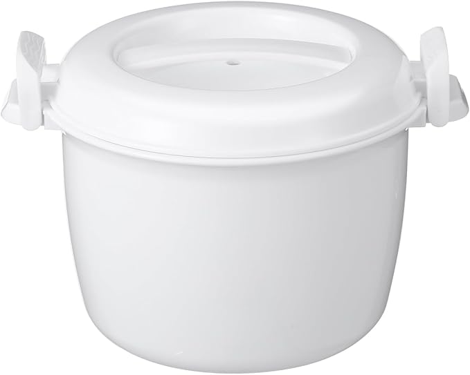 Hemoton Microwave Rice Cooker Small Portable Microwavable Rice Steamer with Lid 8.26X6.88X5.51In Airtight Food Container for Cooking Vegetables Noodles