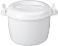 Hemoton Microwave Rice Cooker Small Portable Microwavable Rice Steamer with Lid 8.26X6.88X5.51In Airtight Food Container for Cooking Vegetables Noodles