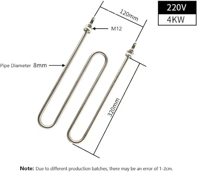 W-shaped Q2 Rice Steamer Heating Element M12 220V/4000W 304 Stainless Steel Electric Heating Tube for Rice Steamer Water Heater Insulation Box