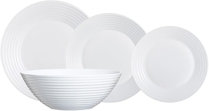 Luminarc Harena Dinnerware Plates and Dishes 19 PIEZAS White