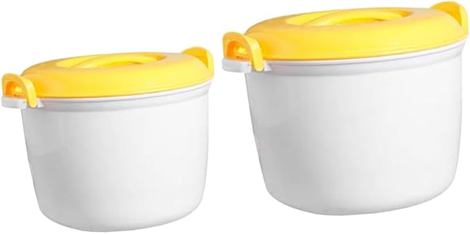Healifty 2-Piece Microwave Rice Cooker Set Food-Grade Plastic Multi-Functional Steamer for Cooking Rice and Vegetables Portable Lunch Containers for Home and Travel
