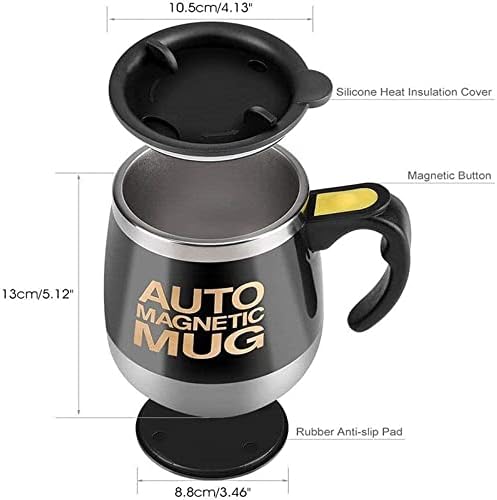 Electric Self Stirring Magnetic Stainless Steel Coffee Mug USB Blender Lazy Smart Mixer Office/Kitchen/Home Coffee/Tea/Milk-400 ml/13.5 oz