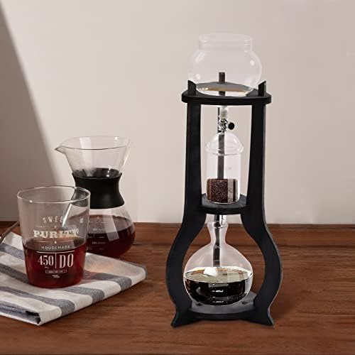 Premium Cold Brew Coffee Maker - 600ml Drip Tower for 6-8 Cups Stylish Wooden Design Perfect Iced Coffee Brewer for Home &amp Office Easy to Use (Brown)