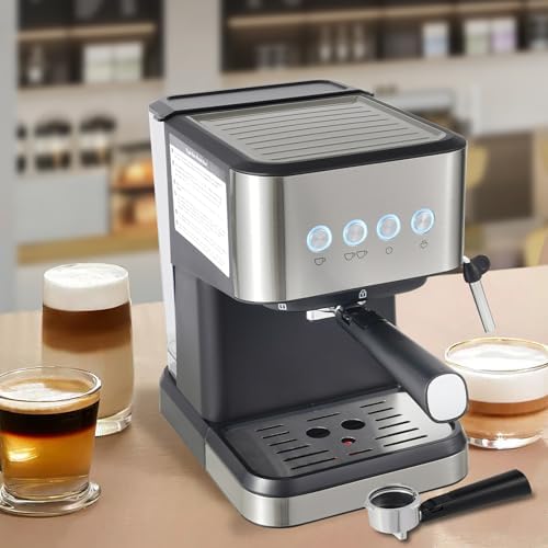Espresso Machine Semi-Automatic Coffee Maker 110V 1050W 2-in-1 Drip Coffee Maker with Adjustable Steam Nozzle for Home Office Cafe