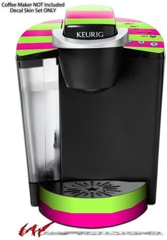 Decal Style Vinyl Skin compatible with Keurig K40 Elite Coffee Makers Psycho Stripes Neon Green and Hot Pink (COFFEE MAKER NOT INCLUDED)