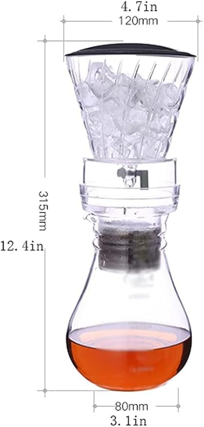 Habiba Iced Drip Coffee Maker American Siphon Coffee MakerHeat-Resistant Glass Manually Coffee MakerCold Brew Coffee Maker with Water Flow Control Valve Reusable