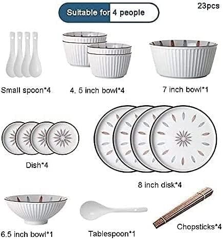 Dinnerware Set Luxury Family Dinner Service Set 38 Pcs Dinnerware Sets Chinese Style Porcelain Tableware Set with Plates and Bowls White Ceramic Dinner Set for Home KiOne Color38Pcs
