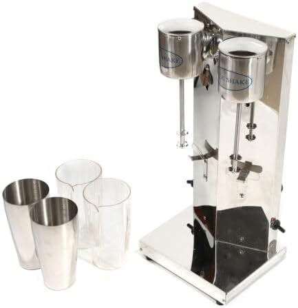650ML Milkshake Maker Double Head Milk Shake Machine 180W 18000RMP High Speed Commercial Milk Shake Maker Stainless Steel Milkshake Blender with 4 * 650ml Cup 2 Speed Adjustable
