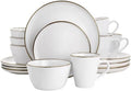 Arthur Stoneware Dinnerware Set with Gold Rim - Matte White - 16 Piece