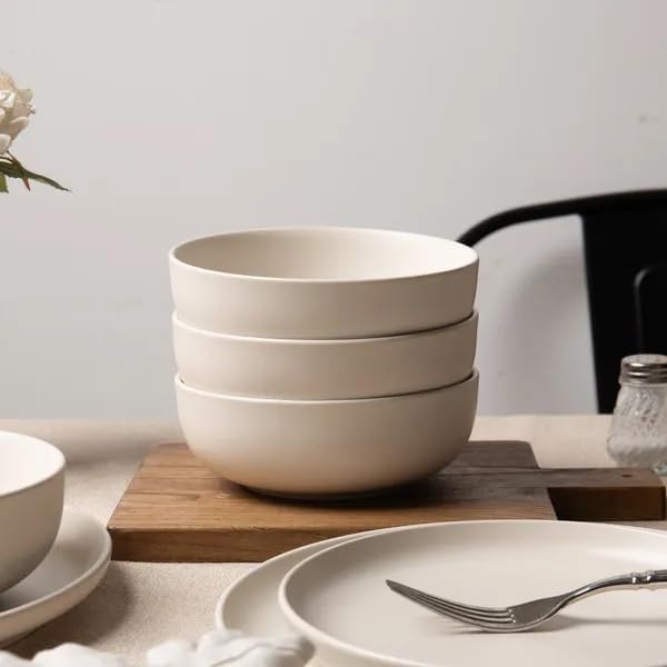 12-Piece Stoneware Dinnerware Set Microwave &amp Dishwasher Safe Non-Toxic Stackable Matte Glaze Service for 4