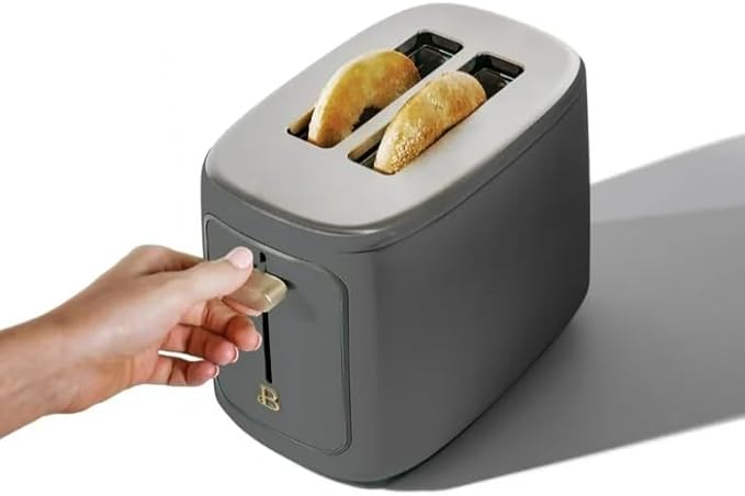 Beauti 2 Slices Toaster with Touch Activated Display 900 W Bagel/Frozen/Reheat Presets Wide Slots Easy Cleaning (Oyster Grey)