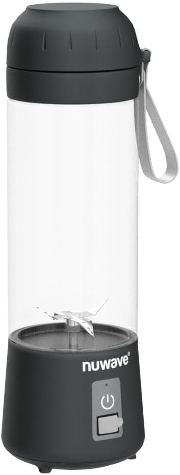 Nuwave Portable Blender with USB-C Rechargeable 6-Blade for Crushing Ice BPA Free 18 Oz Jar Smoothies Blender for Travel Office and Sports Obsidian Gray