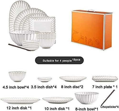 Dinnerware Set Luxury Family Dinner Service Set 26 Pcs Dinnerware Sets Porcelain Tableware Set with Plates and Bowls White Ceramic Dinner Set for Home Kitchen and DinnOne Color18Pcs