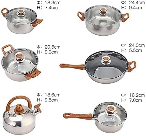 Cookware Set 12 Piece Kitchen Stainless Steel Cooking Pot &amp Pan Sets Induction Safe Saucepan Casserole Pan Glass Lid Pans