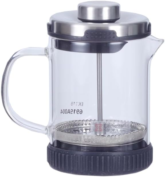 Glass French Press Coffee Maker with Lid and 2-Layer Filter