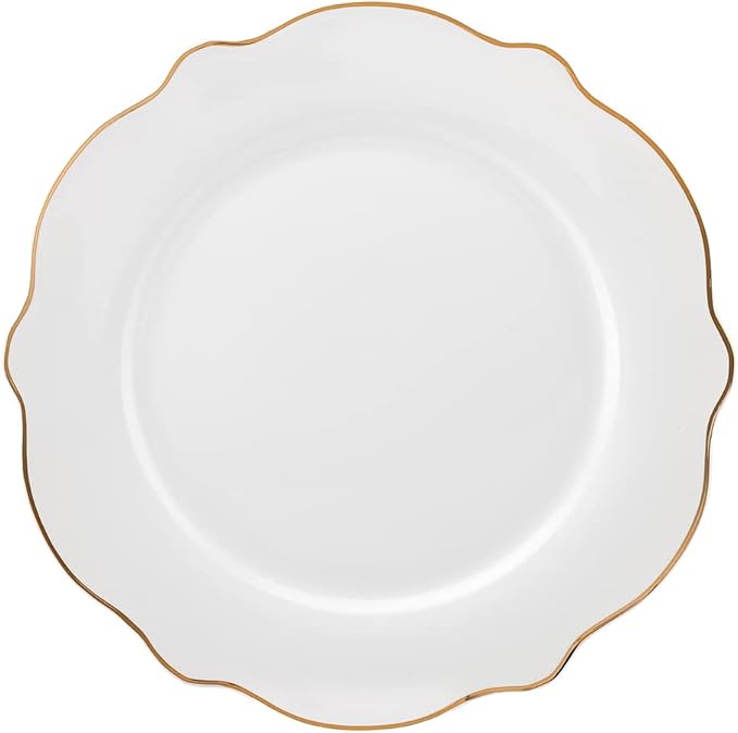 KARACA Daisy Gold Wave Shape Boat 27-Piece Porcelain Crockery Set for 6 People - Serving Plates Cake Plate Bowls Deep Plate - Daily and Special Tableware
