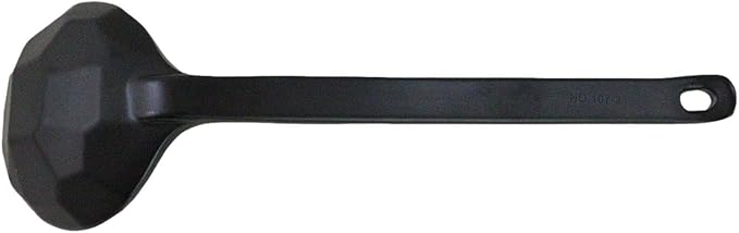 Ebros Gift Contemporary Ridged Matte Black Melamine Series Dinnerware Serveware Kitchenware Set Japanese Chinese Restaurant Supply (Pack Of 6 Stirring Mixing Serving Ladle Spoon 8.5L)
